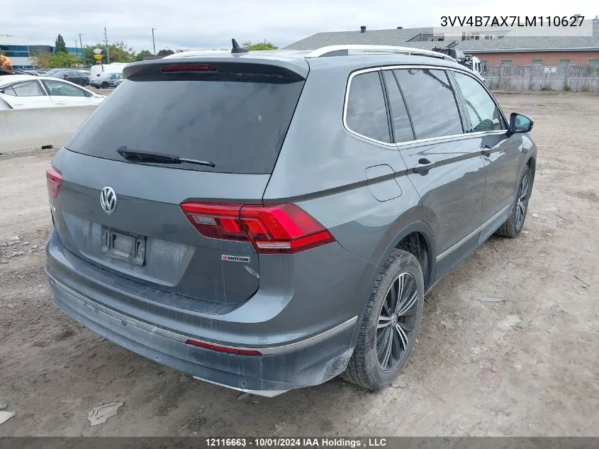 2020 Volkswagen Tiguan Sel Premium R-Line VIN: 3VV4B7AX7LM110627 Lot: 12116663