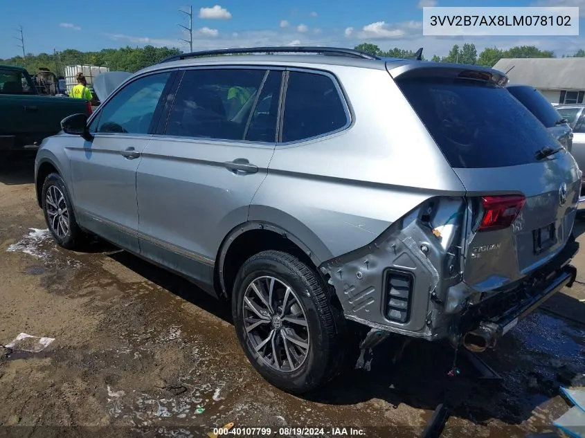 2020 Volkswagen Tiguan 2.0T Se/2.0T Se R-Line Black/2.0T Sel VIN: 3VV2B7AX8LM078102 Lot: 40107799