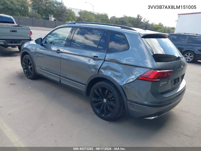 2020 Volkswagen Tiguan 2.0T Se/2.0T Se R-Line Black/2.0T Sel VIN: 3VV3B7AX8LM151005 Lot: 40373282