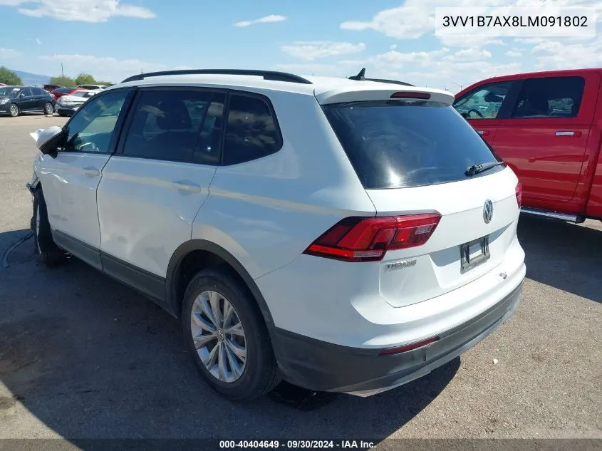 2020 Volkswagen Tiguan 2.0T S VIN: 3VV1B7AX8LM091802 Lot: 40404649