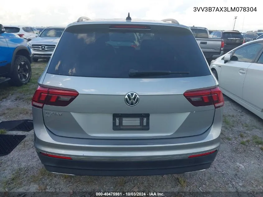 2020 Volkswagen Tiguan 2.0T Se/2.0T Se R-Line Black/2.0T Sel VIN: 3VV3B7AX3LM078304 Lot: 40475981