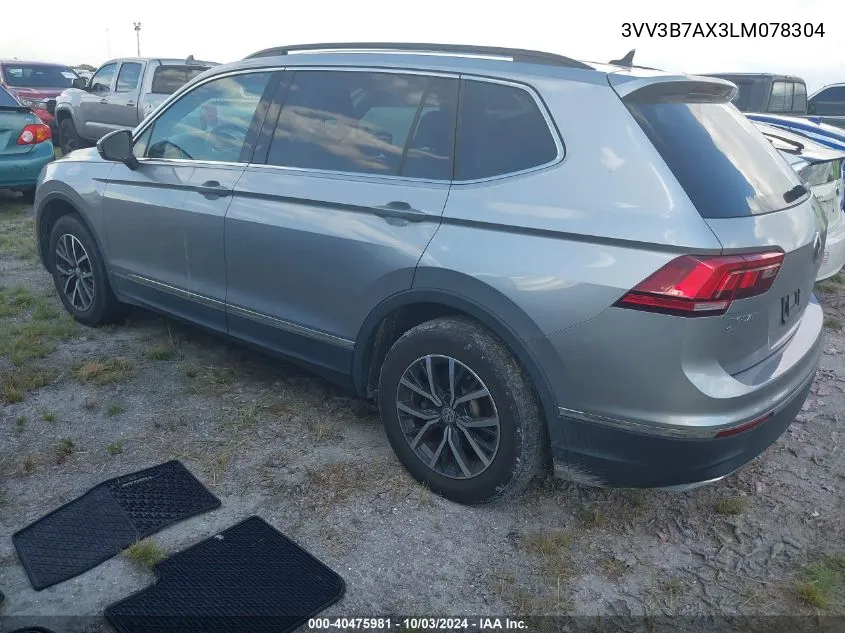 2020 Volkswagen Tiguan 2.0T Se/2.0T Se R-Line Black/2.0T Sel VIN: 3VV3B7AX3LM078304 Lot: 40475981