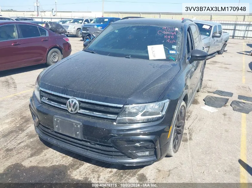 2020 Volkswagen Tiguan 2.0T Se/2.0T Se R-Line Black/2.0T Sel VIN: 3VV3B7AX3LM170948 Lot: 40478775