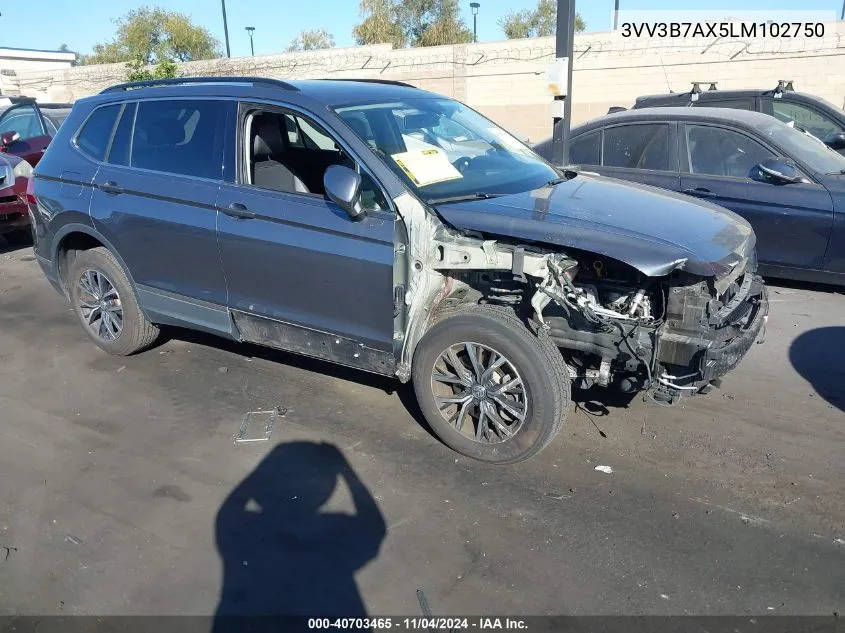 2020 Volkswagen Tiguan 2.0T Se/2.0T Se R-Line Black/2.0T Sel VIN: 3VV3B7AX5LM102750 Lot: 40703465