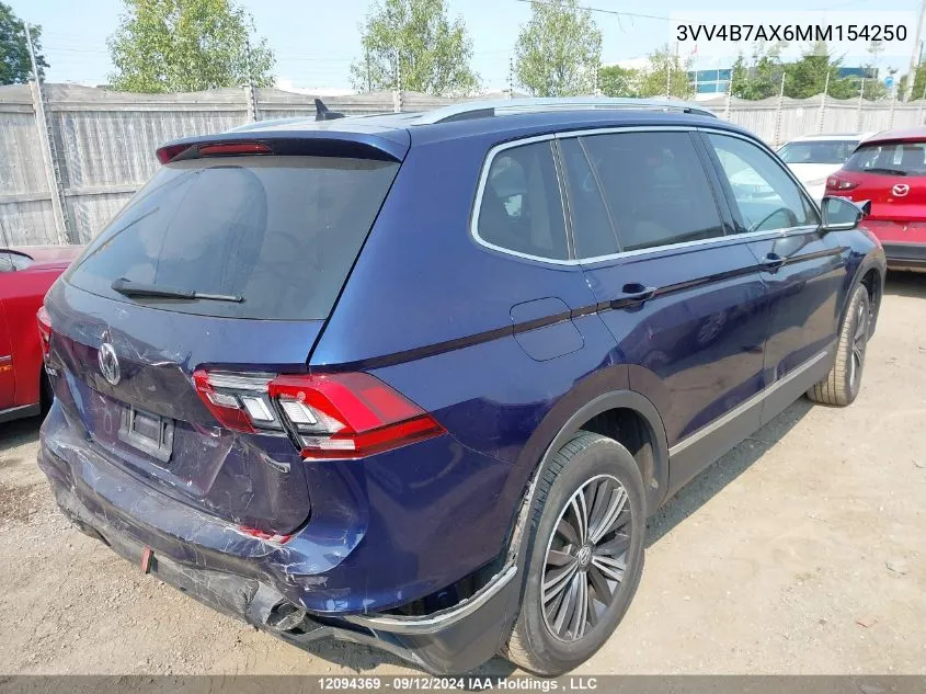 2021 Volkswagen Tiguan VIN: 3VV4B7AX6MM154250 Lot: 12094369