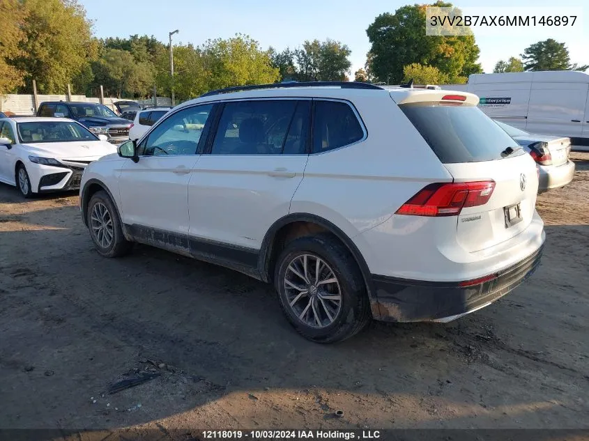 2021 Volkswagen Tiguan VIN: 3VV2B7AX6MM146897 Lot: 12118019