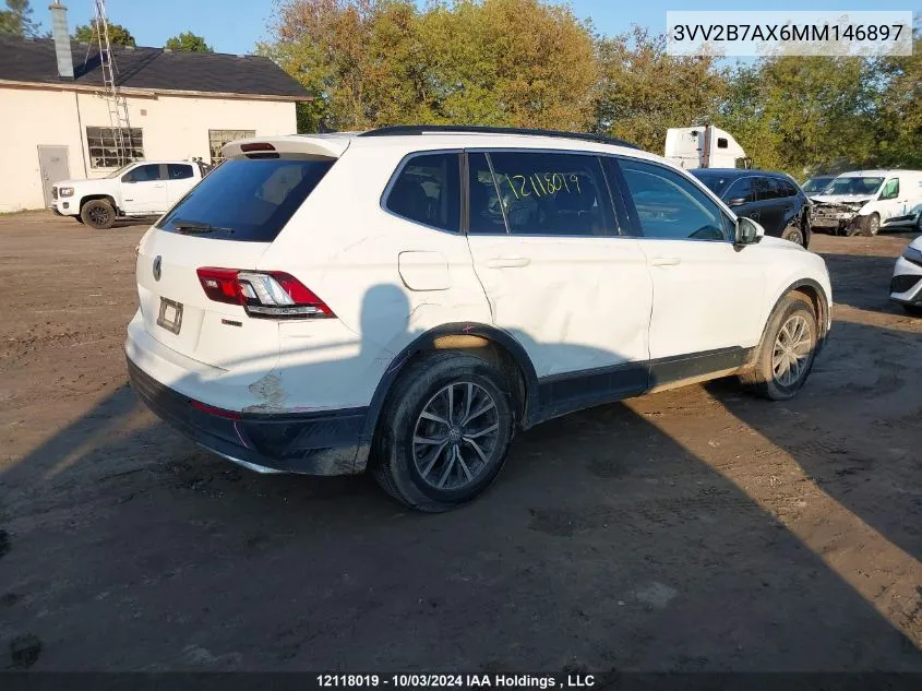 2021 Volkswagen Tiguan VIN: 3VV2B7AX6MM146897 Lot: 12118019