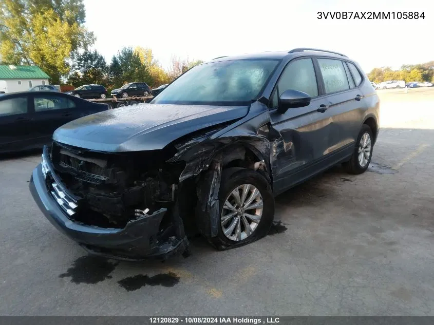 2021 Volkswagen Tiguan S VIN: 3VV0B7AX2MM105884 Lot: 12120829