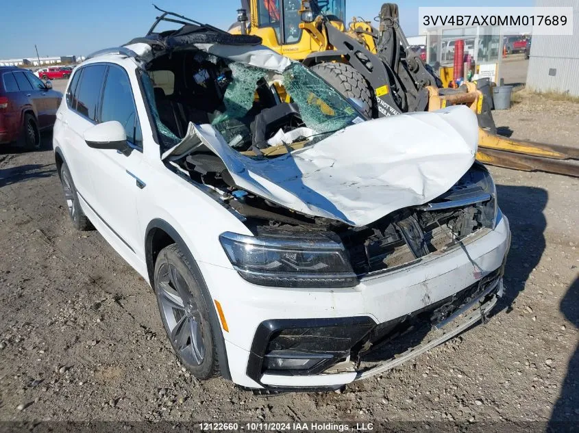 2021 Volkswagen Tiguan VIN: 3VV4B7AX0MM017689 Lot: 12122660