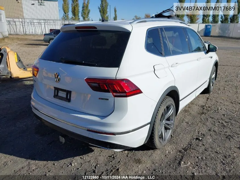 2021 Volkswagen Tiguan VIN: 3VV4B7AX0MM017689 Lot: 12122660