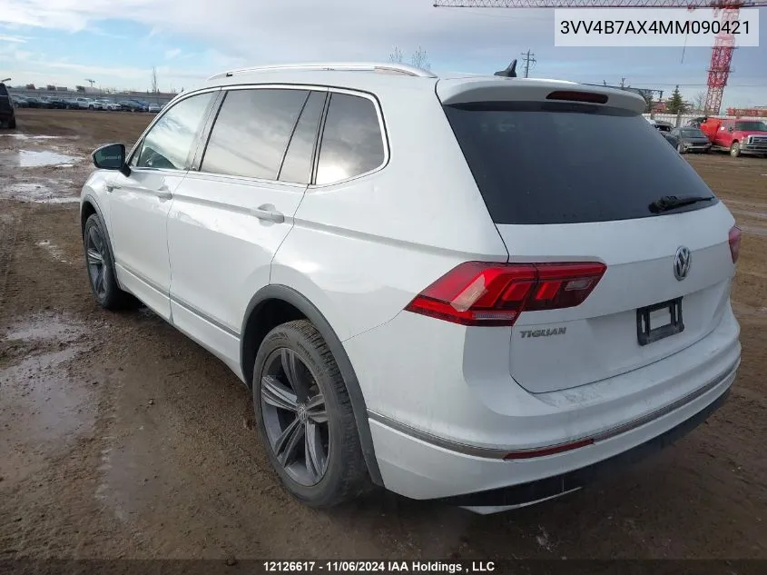 2021 Volkswagen Tiguan VIN: 3VV4B7AX4MM090421 Lot: 12126617