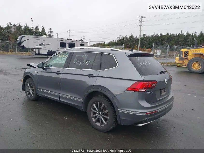 2021 Volkswagen Tiguan Sel Premium R-Line VIN: 3VV4B7AX3MM042022 Lot: 12132773