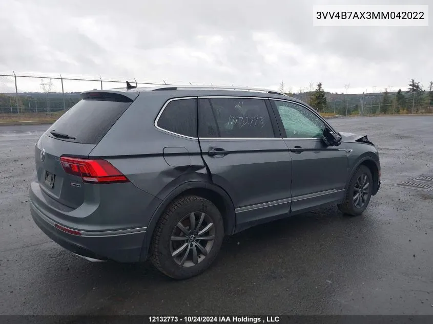 2021 Volkswagen Tiguan Sel Premium R-Line VIN: 3VV4B7AX3MM042022 Lot: 12132773