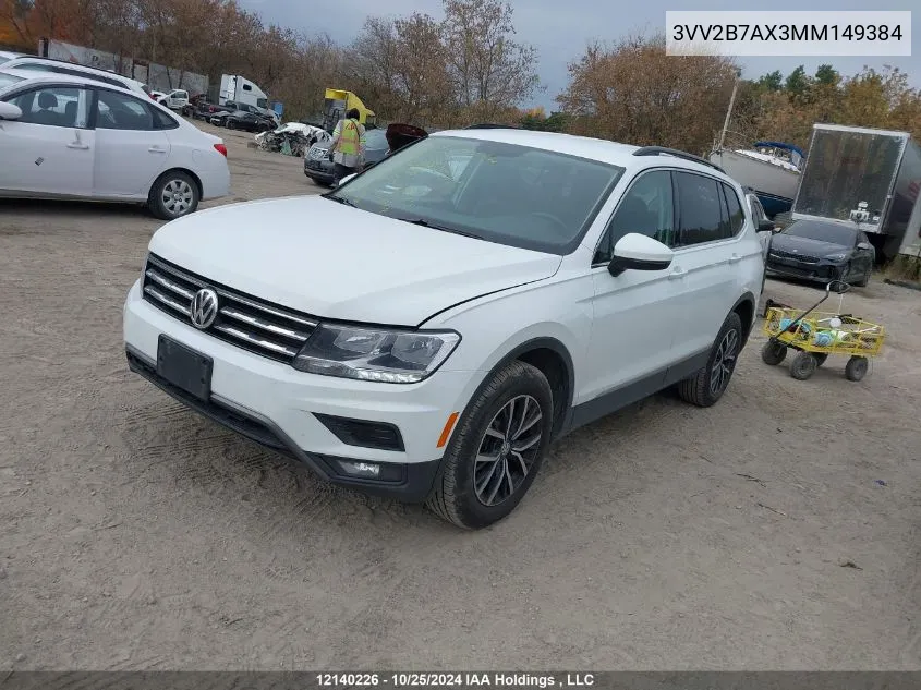 2021 Volkswagen Tiguan VIN: 3VV2B7AX3MM149384 Lot: 12140226