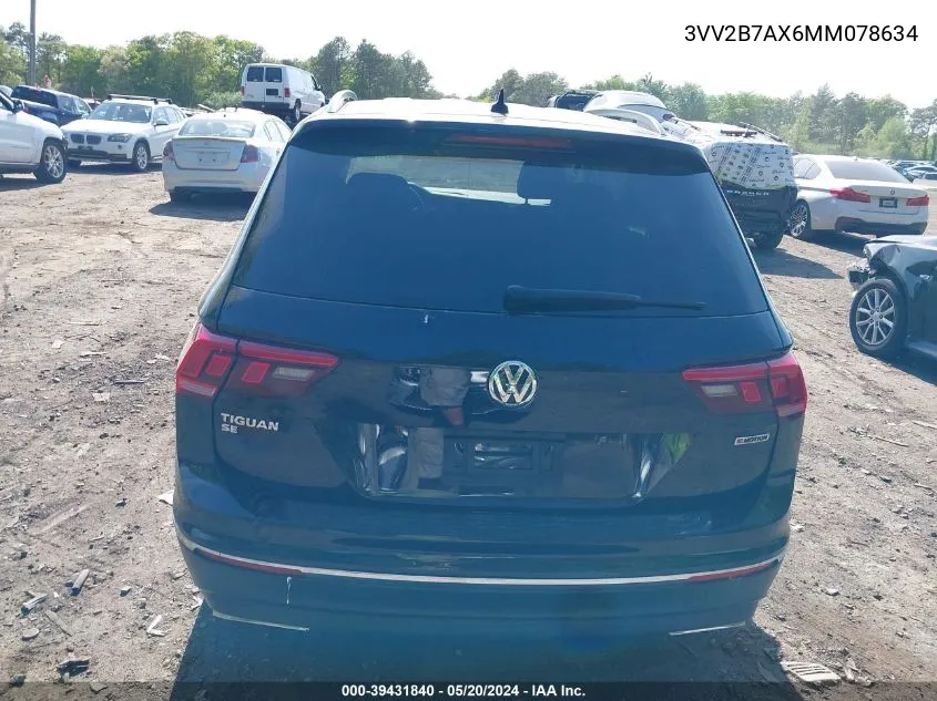 2021 Volkswagen Tiguan 2.0T Se/2.0T Se R-Line Black/2.0T Sel VIN: 3VV2B7AX6MM078634 Lot: 39431840