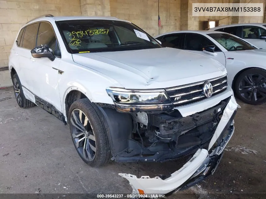 2021 Volkswagen Tiguan 2.0T Sel Premium R-Line VIN: 3VV4B7AX8MM153388 Lot: 39543237