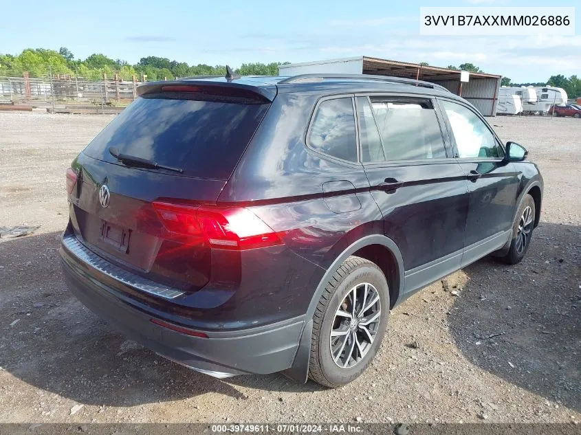 2021 Volkswagen Tiguan 2.0T S VIN: 3VV1B7AXXMM026886 Lot: 39749611