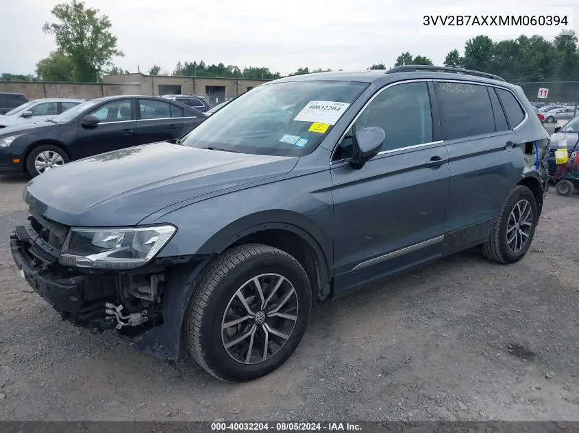 2021 Volkswagen Tiguan 2.0T Se/2.0T Se R-Line Black/2.0T Sel VIN: 3VV2B7AXXMM060394 Lot: 40032204