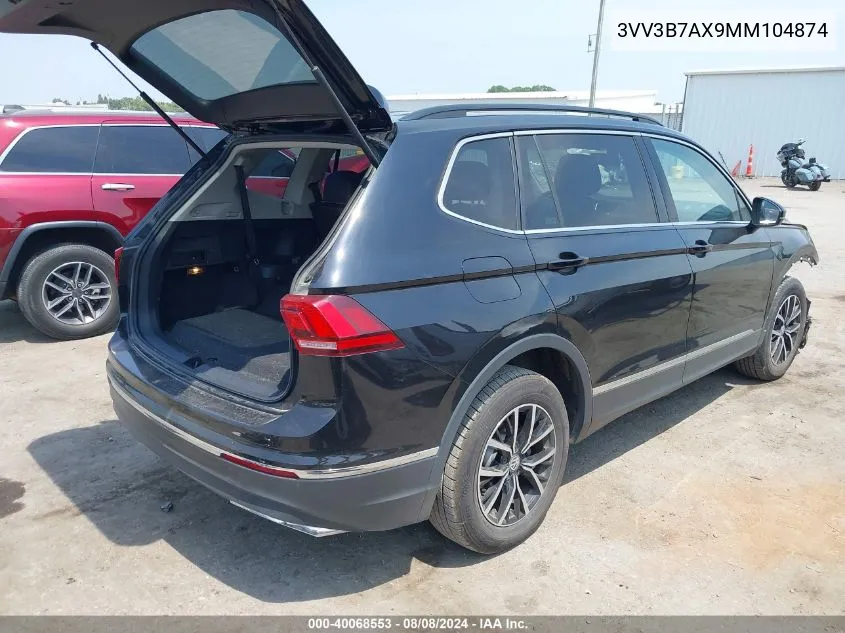 2021 Volkswagen Tiguan 2.0T Se/2.0T Se R-Line Black/2.0T Sel VIN: 3VV3B7AX9MM104874 Lot: 40068553