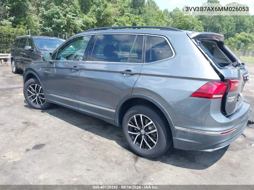 2021 Volkswagen Tiguan 2.0T Se/2.0T Se R-Line Black/2.0T Sel VIN: 3VV3B7AX6MM026053 Lot: 40120392