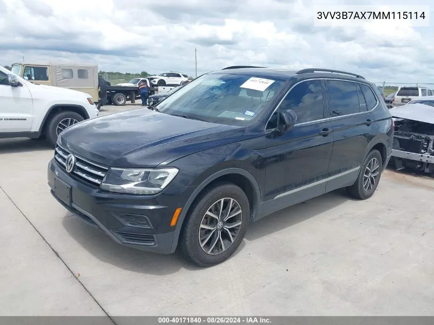 2021 Volkswagen Tiguan 2.0T Se/2.0T Se R-Line Black/2.0T Sel VIN: 3VV3B7AX7MM115114 Lot: 40171840