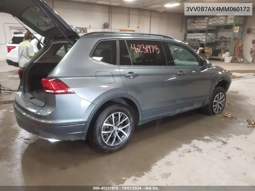 2021 Volkswagen Tiguan 2.0T S VIN: 3VV0B7AX4MM060172 Lot: 40231975