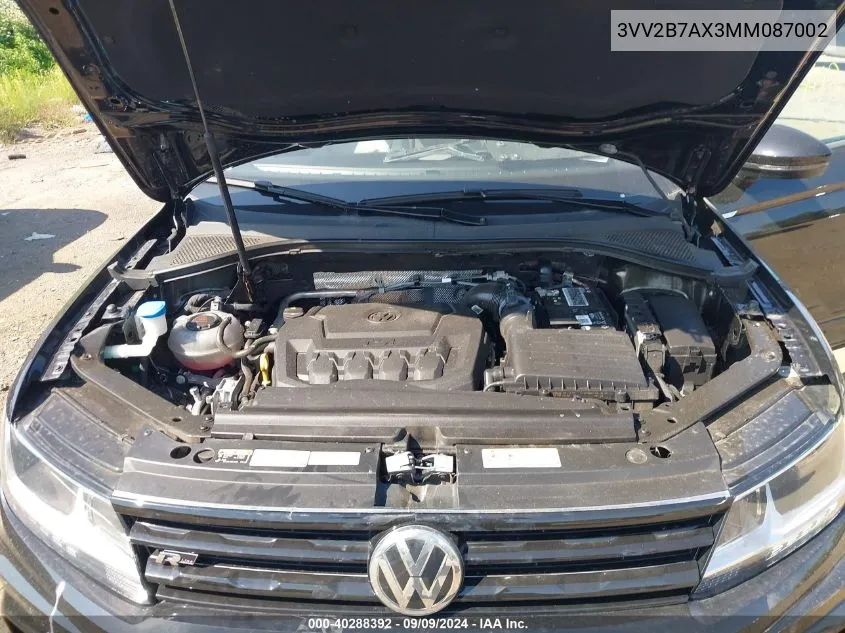 2021 Volkswagen Tiguan 2.0T Se/2.0T Se R-Line Black/2.0T Sel VIN: 3VV2B7AX3MM087002 Lot: 40288392