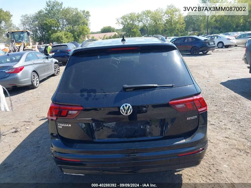 2021 Volkswagen Tiguan 2.0T Se/2.0T Se R-Line Black/2.0T Sel VIN: 3VV2B7AX3MM087002 Lot: 40288392