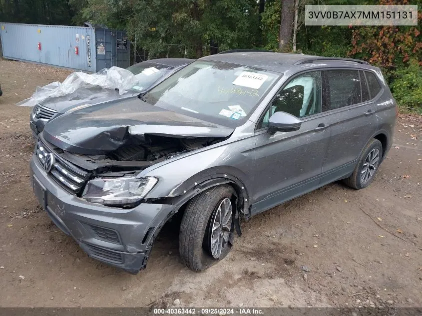 3VV0B7AX7MM151131 2021 Volkswagen Tiguan 2.0T S