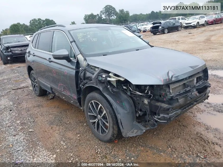 2021 Volkswagen Tiguan 2.0T Se/2.0T Se R-Line Black/2.0T Sel VIN: 3VV3B7AX1MM113181 Lot: 40377094