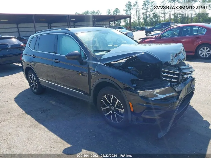 2021 Volkswagen Tiguan Se/Se R-Line Black/Sel VIN: 3VV3B7AX3MM122190 Lot: 40410092