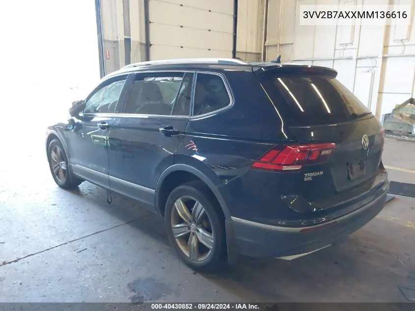 2021 Volkswagen Tiguan 2.0T Se/2.0T Se R-Line Black/2.0T Sel VIN: 3VV2B7AXXMM136616 Lot: 40430852