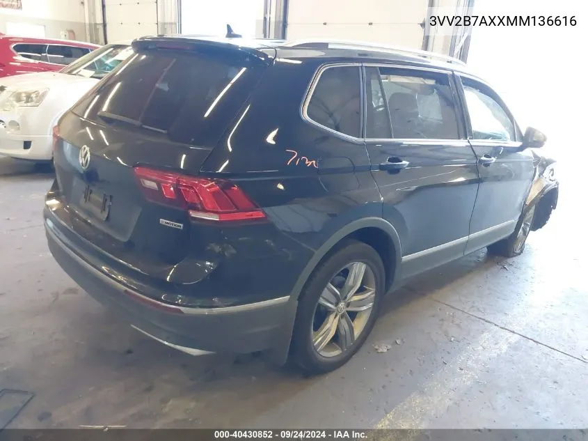 2021 Volkswagen Tiguan 2.0T Se/2.0T Se R-Line Black/2.0T Sel VIN: 3VV2B7AXXMM136616 Lot: 40430852