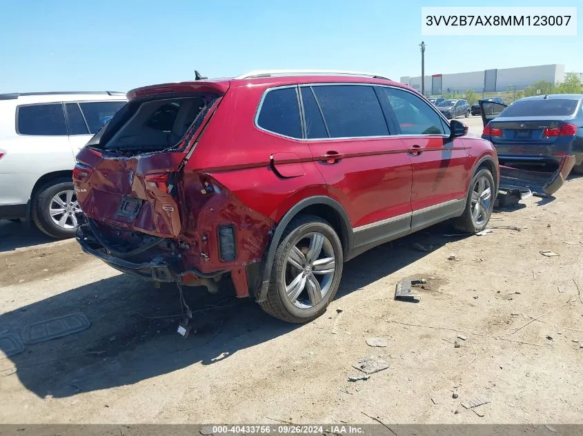 2021 Volkswagen Tiguan Se/Se R-Line Black/Sel VIN: 3VV2B7AX8MM123007 Lot: 40433756