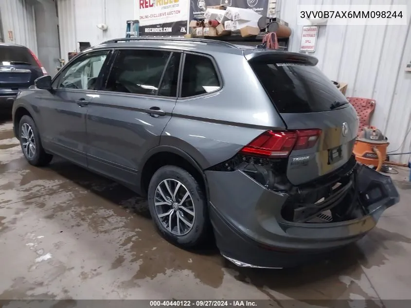 3VV0B7AX6MM098244 2021 Volkswagen Tiguan 2.0T S