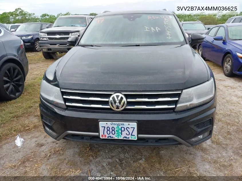 2021 Volkswagen Tiguan Se/Se R-Line Black/Sel VIN: 3VV2B7AX4MM036625 Lot: 40475984