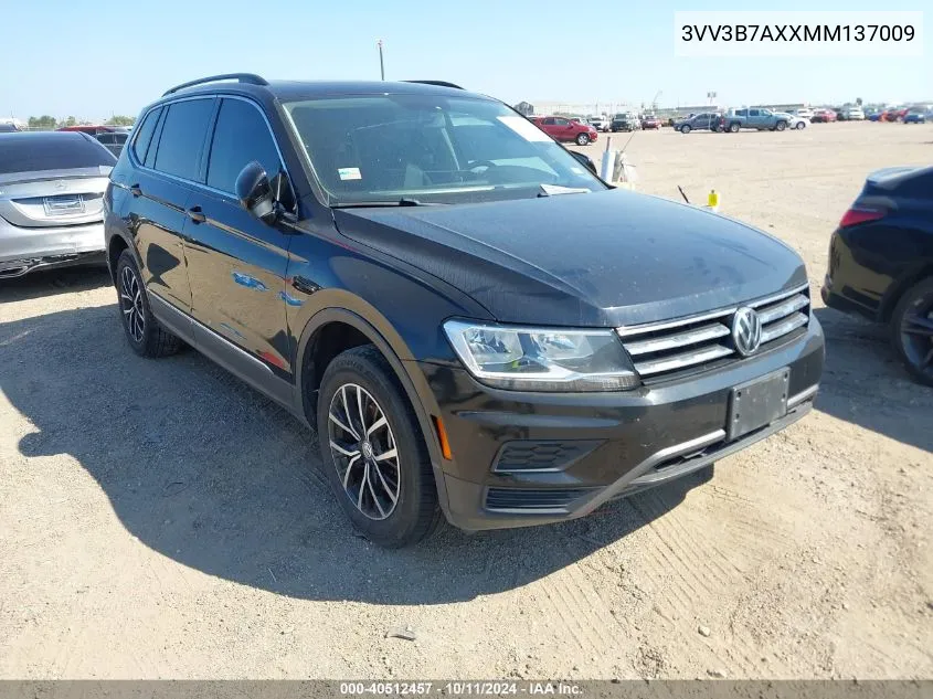 2021 Volkswagen Tiguan 2.0T Se/2.0T Se R-Line Black/2.0T Sel VIN: 3VV3B7AXXMM137009 Lot: 40512457