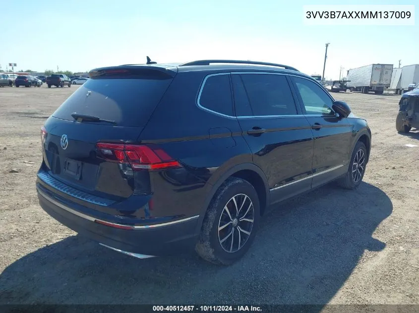 2021 Volkswagen Tiguan 2.0T Se/2.0T Se R-Line Black/2.0T Sel VIN: 3VV3B7AXXMM137009 Lot: 40512457