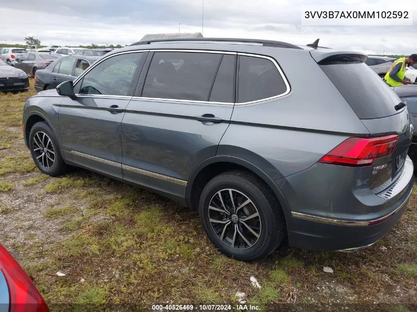 2021 Volkswagen Tiguan 2.0T Se/2.0T Se R-Line Black/2.0T Sel VIN: 3VV3B7AX0MM102592 Lot: 40526469