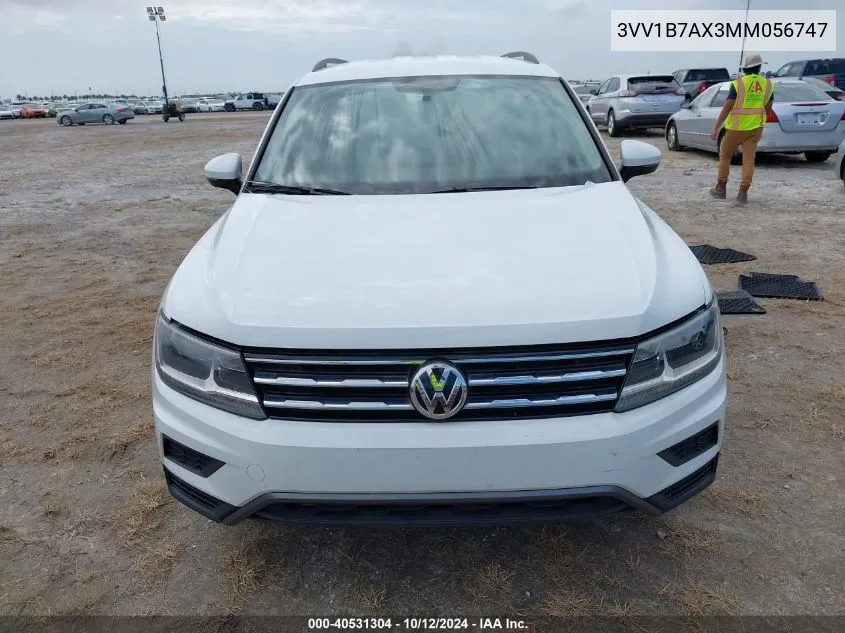 2021 Volkswagen Tiguan S VIN: 3VV1B7AX3MM056747 Lot: 40531304