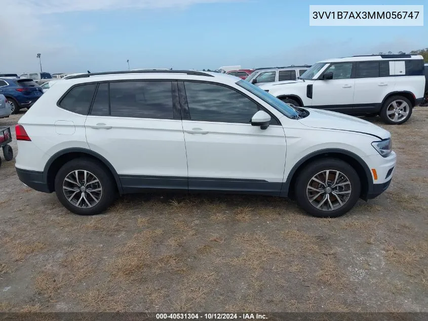 2021 Volkswagen Tiguan S VIN: 3VV1B7AX3MM056747 Lot: 40531304