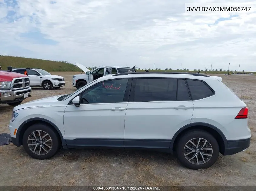 2021 Volkswagen Tiguan S VIN: 3VV1B7AX3MM056747 Lot: 40531304