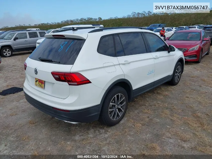 2021 Volkswagen Tiguan S VIN: 3VV1B7AX3MM056747 Lot: 40531304