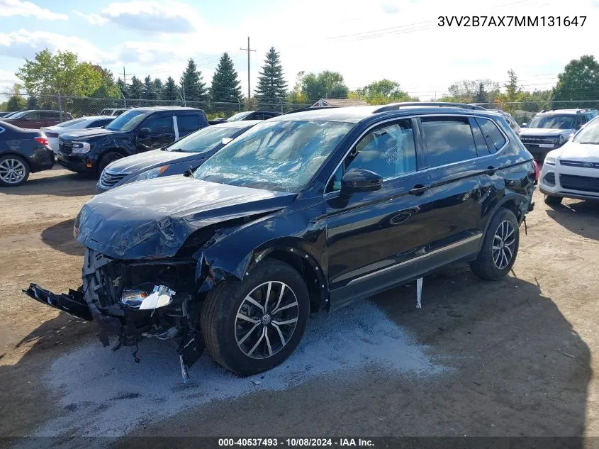 2021 Volkswagen Tiguan 2.0T Se/2.0T Se R-Line Black/2.0T Sel VIN: 3VV2B7AX7MM131647 Lot: 40537493