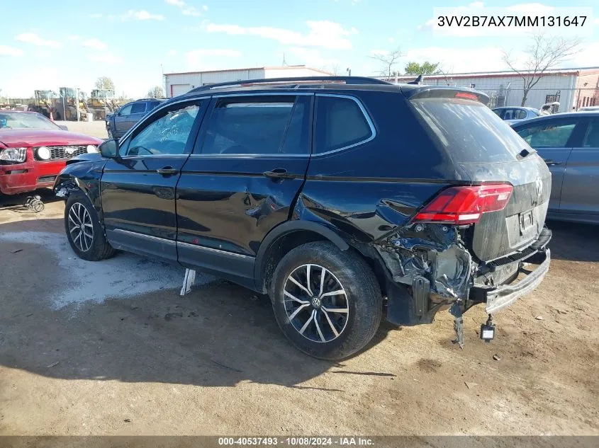 2021 Volkswagen Tiguan 2.0T Se/2.0T Se R-Line Black/2.0T Sel VIN: 3VV2B7AX7MM131647 Lot: 40537493