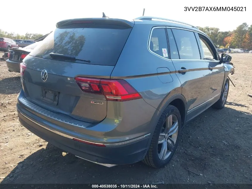 2021 Volkswagen Tiguan 2.0T Se/2.0T Se R-Line Black/2.0T Sel VIN: 3VV2B7AX6MM045021 Lot: 40538035