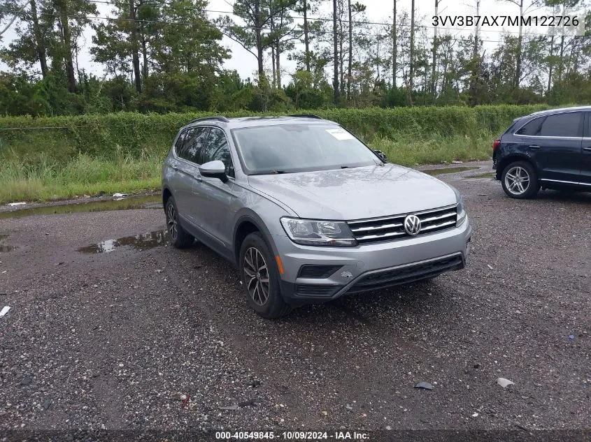 2021 Volkswagen Tiguan Se/Se R-Line Black/Sel VIN: 3VV3B7AX7MM122726 Lot: 40549845