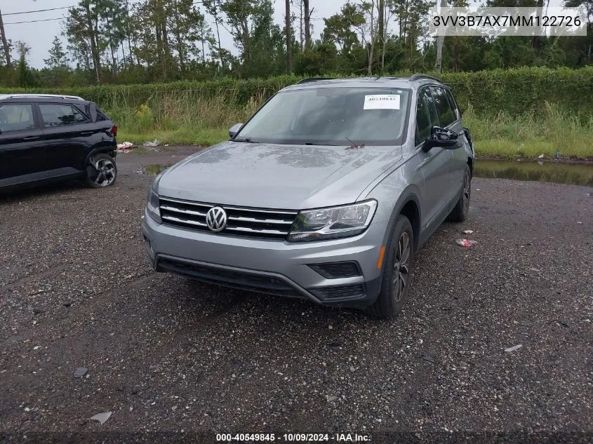 2021 Volkswagen Tiguan Se/Se R-Line Black/Sel VIN: 3VV3B7AX7MM122726 Lot: 40549845