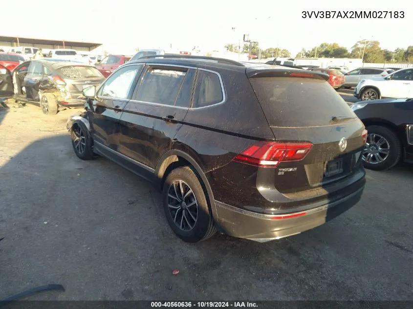 2021 Volkswagen Tiguan 2.0T Se/2.0T Se R-Line Black/2.0T Sel VIN: 3VV3B7AX2MM027183 Lot: 40560636