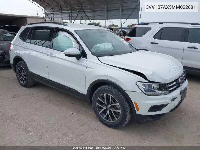 2021 Volkswagen Tiguan S VIN: 3VV1B7AX5MM022681 Lot: 40615160